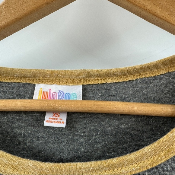 LuLaRoe Julia Midi Dress XS Heathered Grey with Mustard Trim NWT - Picture 6 of 8